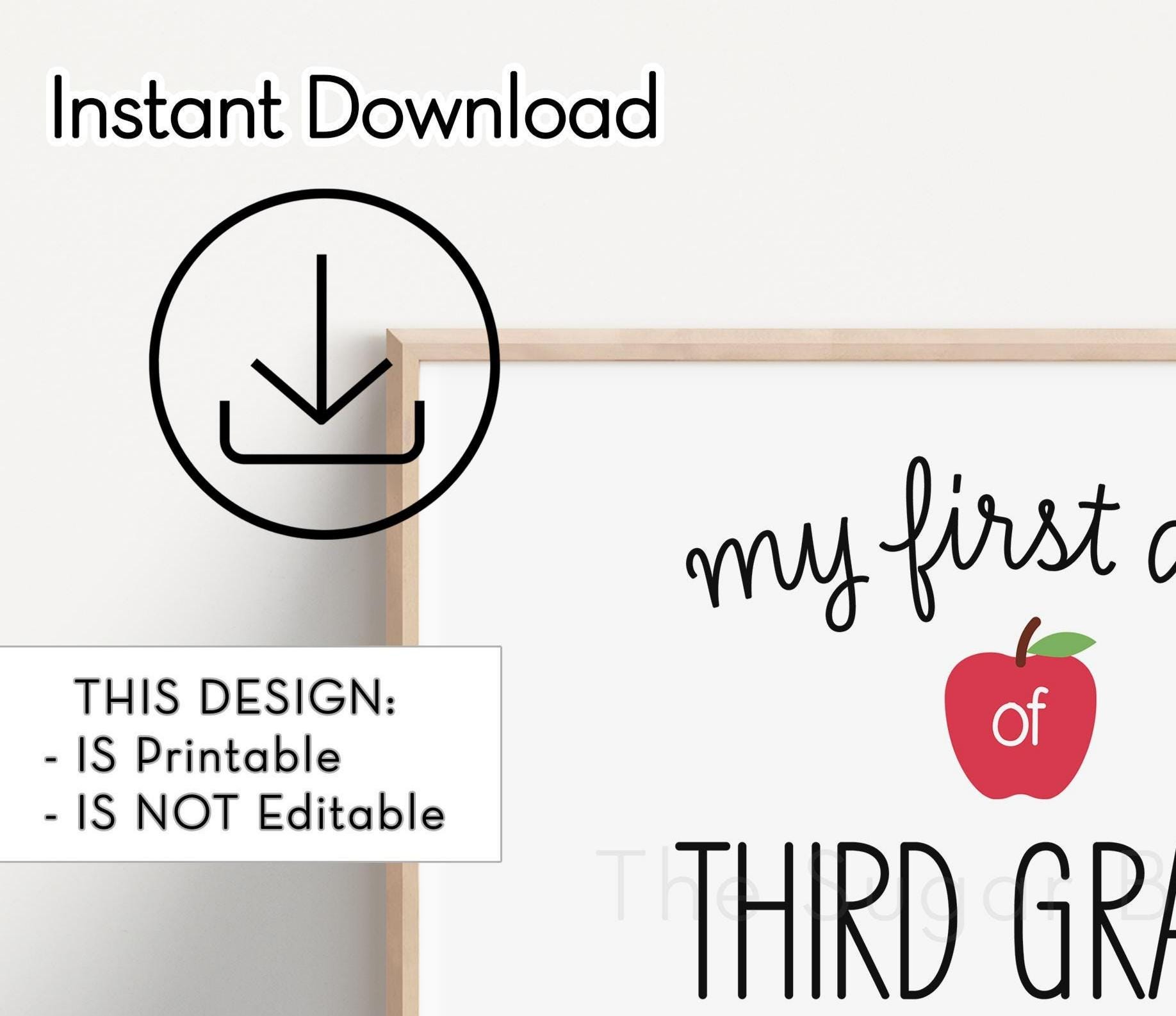 First Day of 3rd GRADE Sign, Back to School 3rd Grade Sign Printable ...