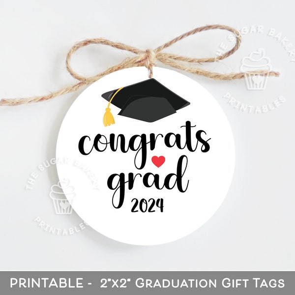 Printable Graduation Tag, Graduation Cookie Tag, Congratulations grad tag, Printable graduation gift tag for her him, class of 2024 gift tag