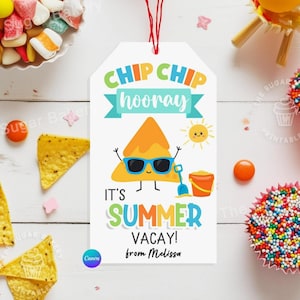 Etiquetas de presente de fim de ano para estudantes CHIP CHIP Hooray Tag Presentes para ESTUDANTES Etiqueta de fim de ano escolar Friend Chip Snacks Último dia de aula Nacho Tag