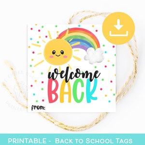First Day of School Gift Tags, WELCOME BACK to School TAG, Gift for Teacher Student tags, 1st day school tag, Classroom treat bag favor tags