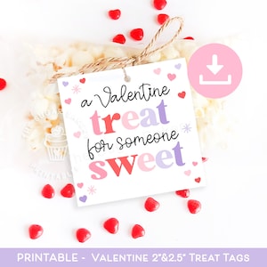 Druckbare Valentinstag Leckerli Geschenkanhänger, A Valentine SWEET Leckerei Geschenkanhänger, Lehrer Geschenkanhänger für Valentinstag, Klassenzimmer favorisieren Süßigkeiten Schokolade Keksanhänger