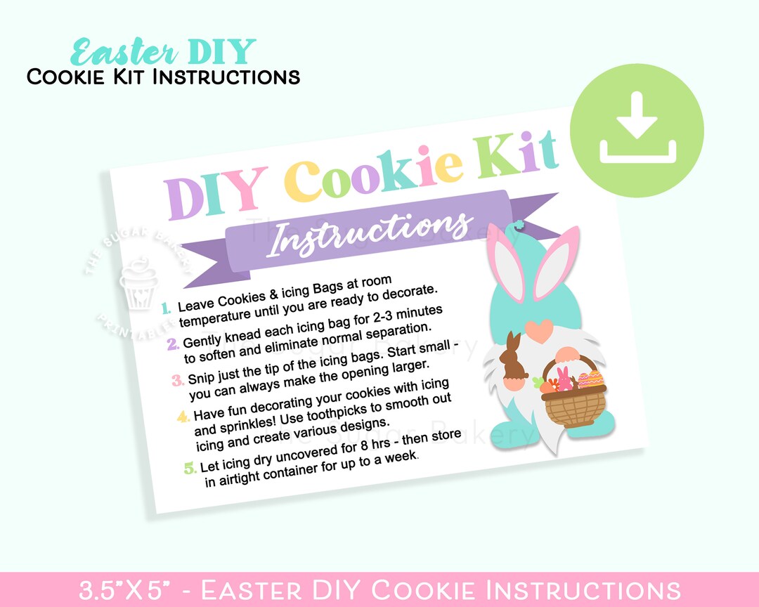 Printable Easter DIY Cookie Kit Instructions, Easter Diy Cookie Kit ...