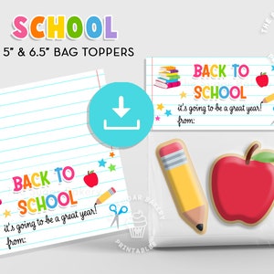 Décoration de sac TREAT pour la rentrée scolaire, cadeau de rentrée scolaire pour les élèves enseignants, décoration de gâteau pour la rentrée des classes imprimable pour la rentrée des classes