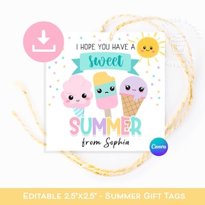 Heb een ZOETE Zomertag, BEWERKBARE Ice Cream Popsicle Tag, Heb een Zoete Zomertag, Einde van Schooljaar Tags, Cadeau voor studenten van leraar