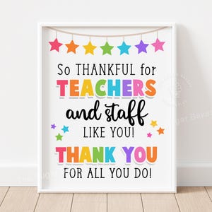 Printable Teacher and Staff Appreciation Sign THANK YOU TEACHER Sign Printable Staff Appreciation Sign Treats Sign Employee Team Digital