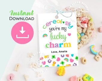 CEREAL-SLY you're my LUCKY Charm Tags, Lucky charm cereal tags, St. Patrick's Day Tag, Cereal Tag, Lucky Charm Tag, Friend Appreciation gift