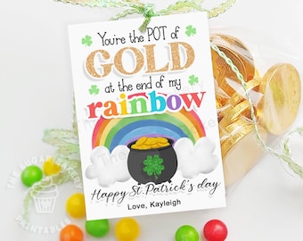 You're the Pot of GOLD at the end of my RAINBOW Tags, St. Patrick's Day Printable Tag, St. Patrick's Day Rainbow Tag, Pot Of Gold Tags