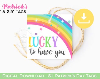 LUCKY to have YOU Tags, St Patricks Day Rainbow Tags, Lucky Charm Cookie TAG, Pot of Gold Tags, Lucky Charm Tags, St. Patrick's printable