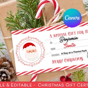 Printable Christmas Gift Certificate, Santa Gift Voucher, Gift