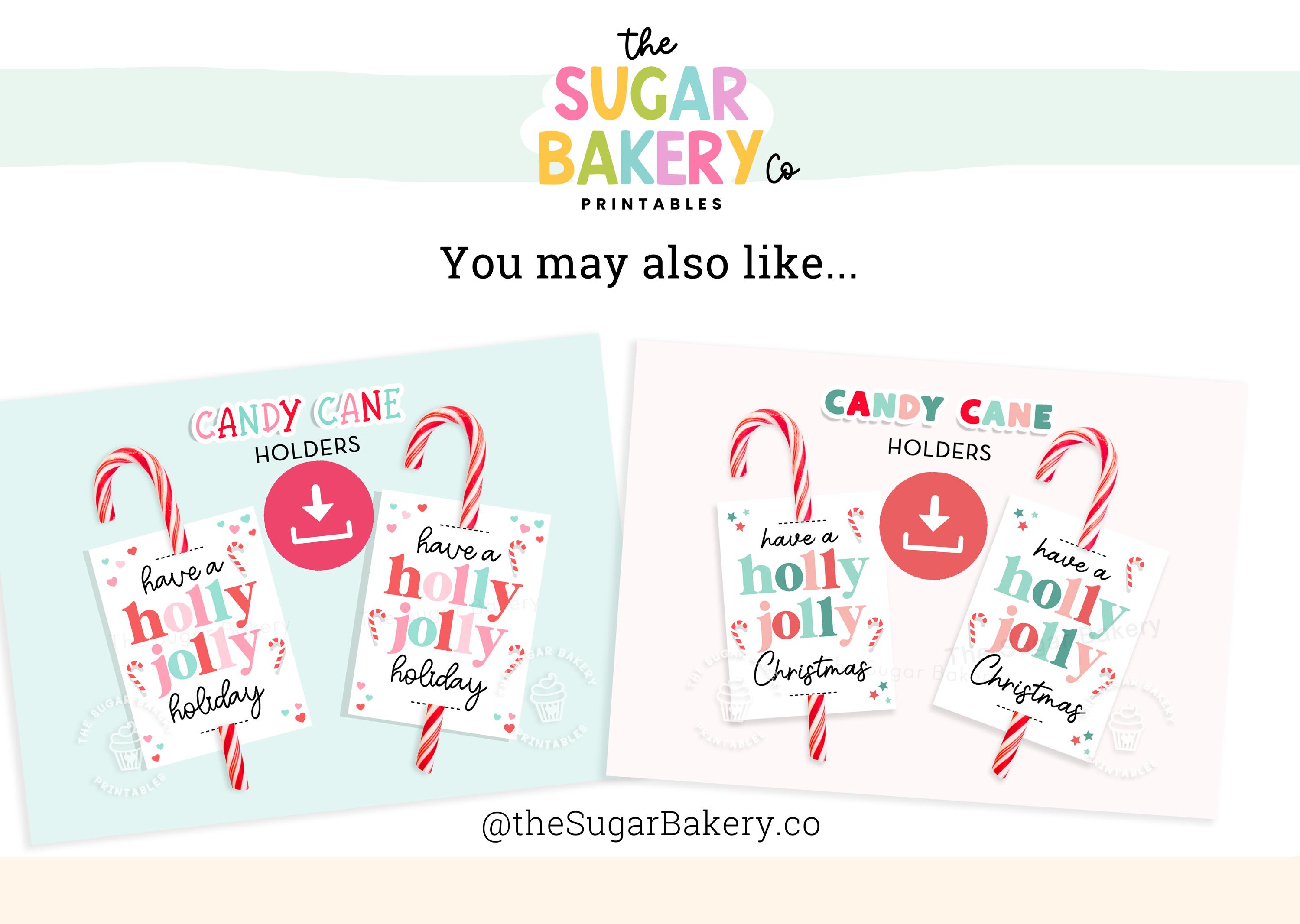 Holly Jolly Christmas Candy Cane Holder, Printable Candy Cane Tag ...