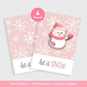 Let it SNOW Cookie Karte, Schneeflocke Cookie Karte, Schneemann Karte, Frohe Weihnachten Cookie Karte, druckbare Mini Cookie Karte, Cookie Weihnachtskarte