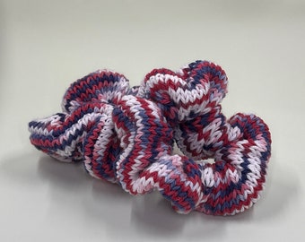 Red, White & Blue Knitted Hair Scrunchie | 4th of July Scrunchie