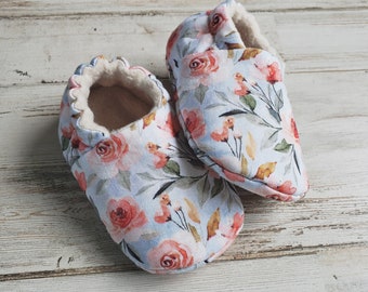 Baby Shoes | Spring Floral | Soft Sole Infant Baby & Toddler Moccasins | Floral Baby Shower | Flower Child | Floral Baby | Valentine Baby