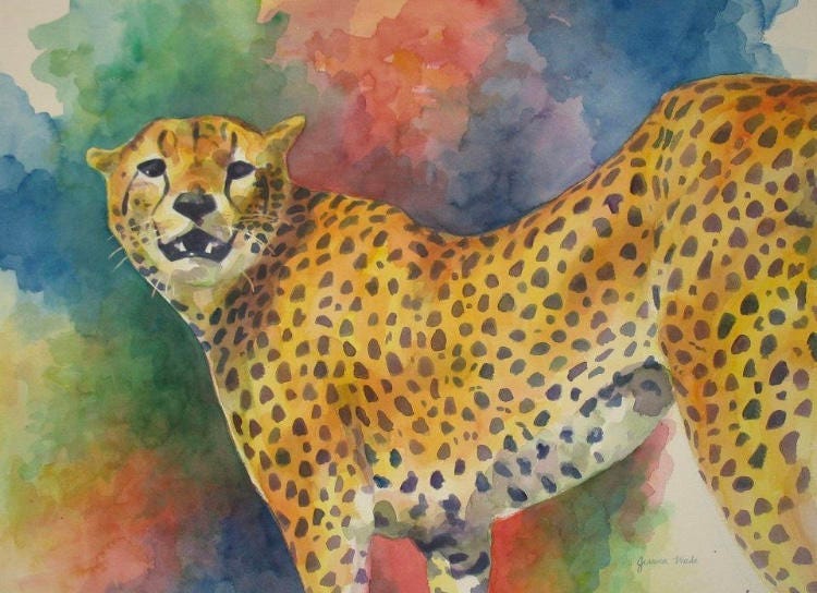 30 x 22 Watercolor of a Cheetah Etsy