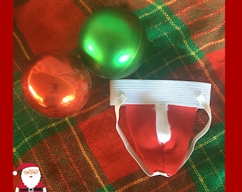 Awesome Miniature SANTA CLAUS JOCKSTRAP Christmas Tree Ornament