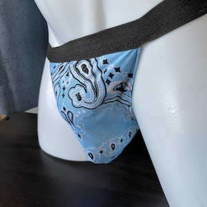 Men&#39;s Light Blue Hanky Code Bandana Jockstrap LGBTQ