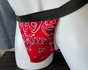 Men&#39;s Red Hanky Code Bandana Jockstrap LGBTQ
