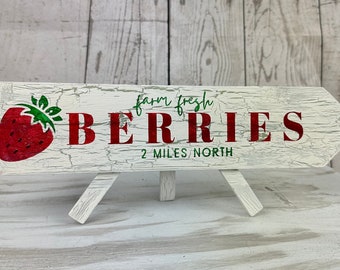 Tiered Tray Signs, Farmhouse Decor, Wood Sign, Strawberry Sign, Tiered Tray Decor