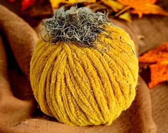 Fall Pumpkin Decor: Perfect for Shelf or Table Styling, Fabric Pumpkin, Tiered Tray Seasonal Decor, Gold, Farmhouse, Individual