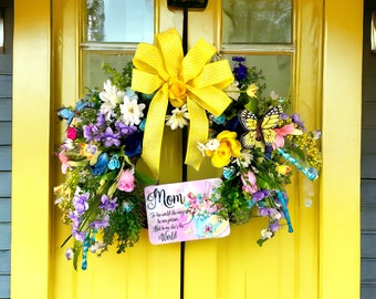 Flower Wreath, Wreaths for Door, Front Door Wreath, Mom Gift, Door Decor