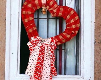 Valentine Day Wreath for front door, red heart wreath, rustic farmhouse wreath, wreaths. Valentine Decor