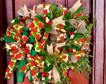 Wreaths, Sunmer Wreath, Strawberry Wreath, Door Wreath, Front Door Wreath, Seasonal Decor