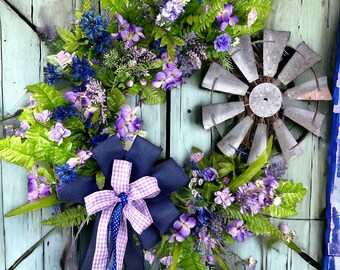 Farmhouse Wreath for Door, Wreaths, Flower Wreath, Door Wreath, Front Door Wreath, Rustic Wreath