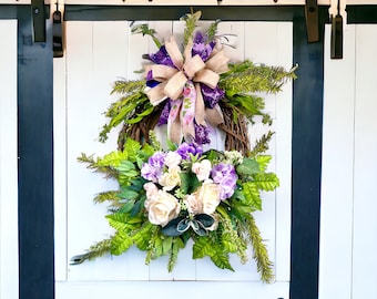 Summer Flower Wreath, Wreath for Door, Wreaths, Door Decor, Front door Wreath, Gift for Mom