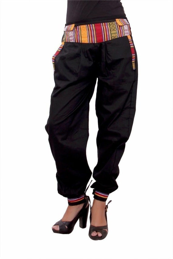 Buy Harem Pants Money Belt Trousers Cotton Solid Black Alibaba Online in  India  Etsy