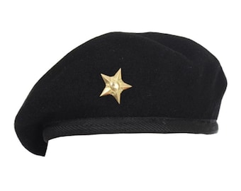 Men Woman Metal Golden Mix Wool Army Artist Hat Cap Beret