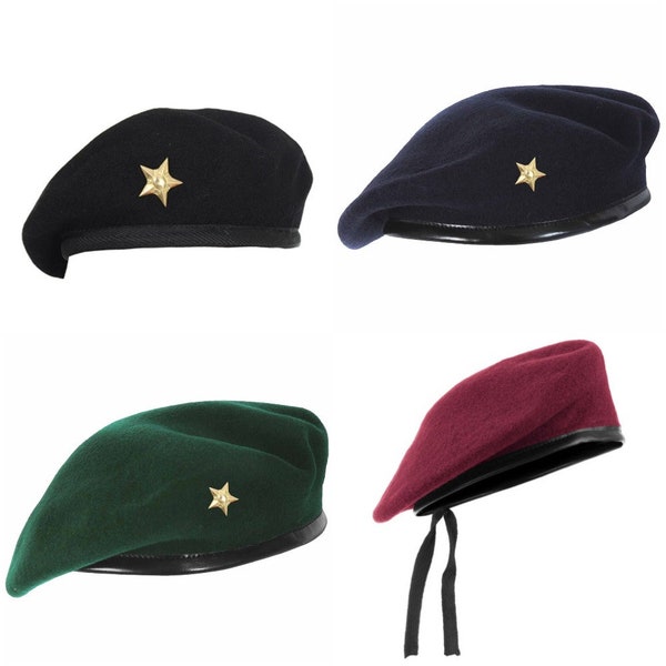 Men Woman Metal Golden Mix Wool Army Artist Hat Cap Beret