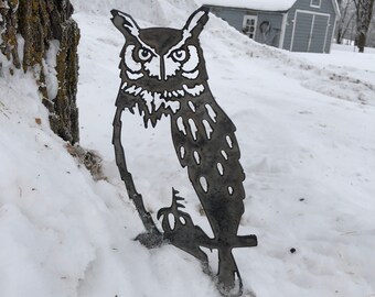 Metal Garden Owl Etsy