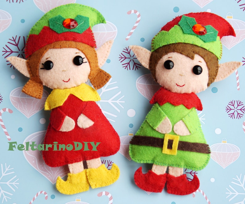 Christmas elf pattern Felt christmas elf pattern Felt | Etsy