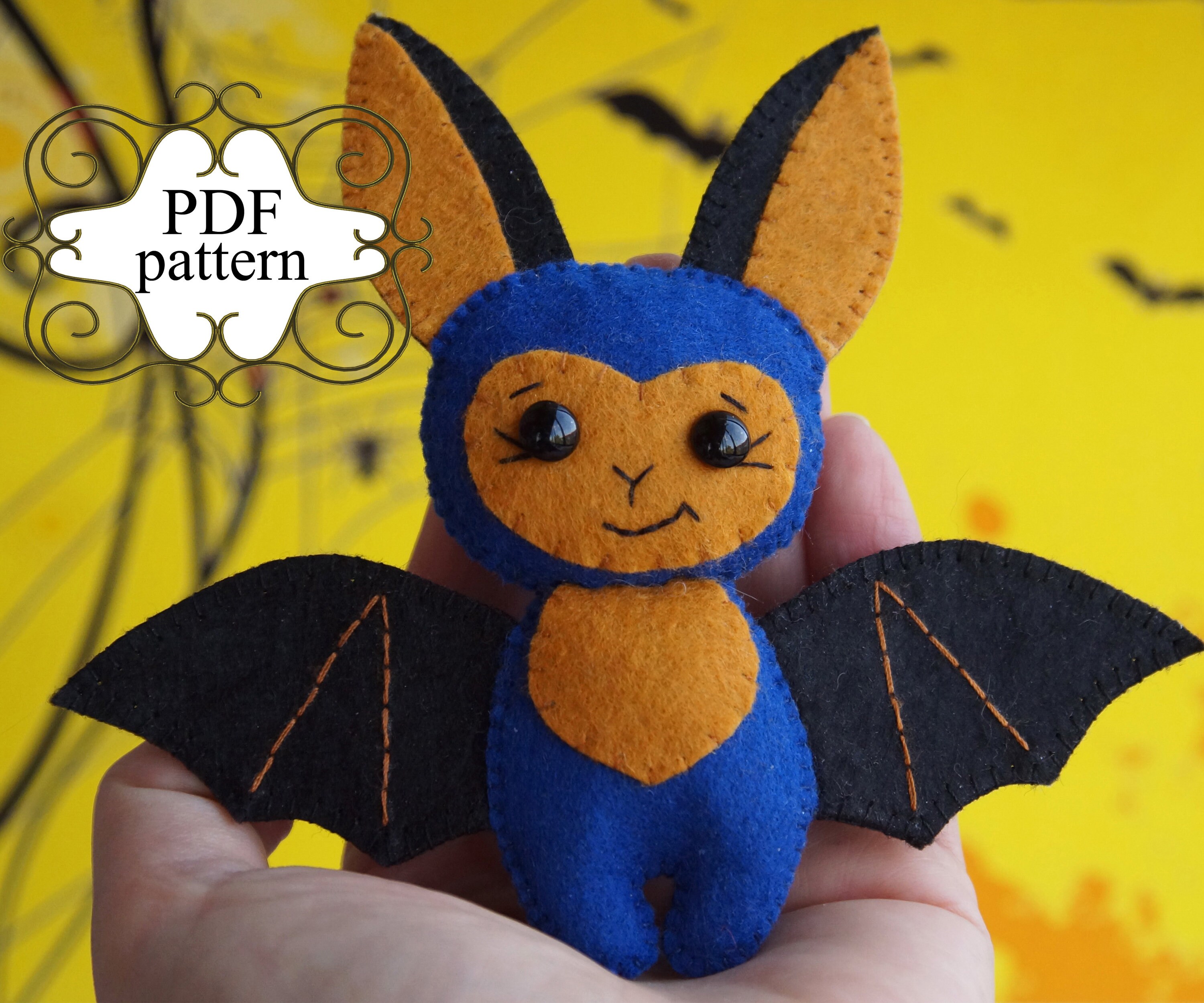Felt bat pattern Bat halloween pattern Halloween felt bat Etsy