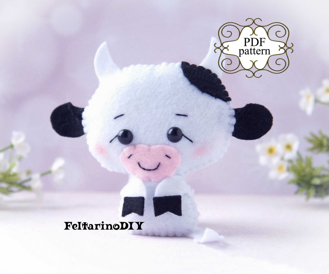 Felt Cow Pattern Felt Animal Pdf Felt Toy Pattern Etsy