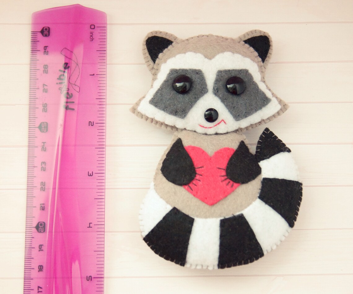 Felt raccoon pdf Felt woodland animals patterns Stuffed Etsy