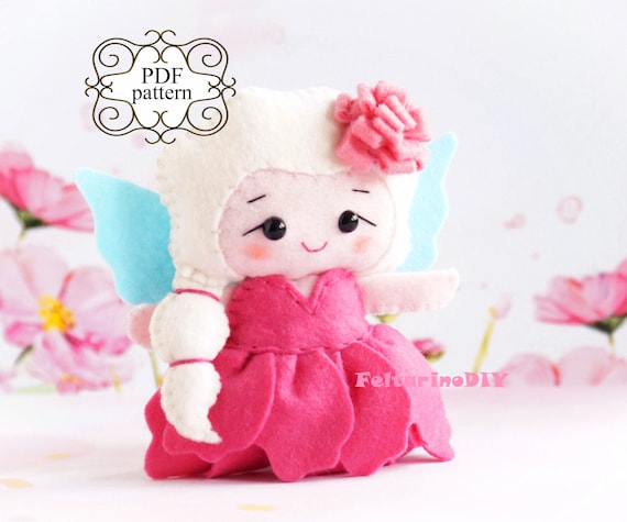 Mobile toy for crib Flower fairy Magnolia Felt doll pdf Easy doll pattern Fairy sewing pattern Felt fairy pattern Felt doll pattern