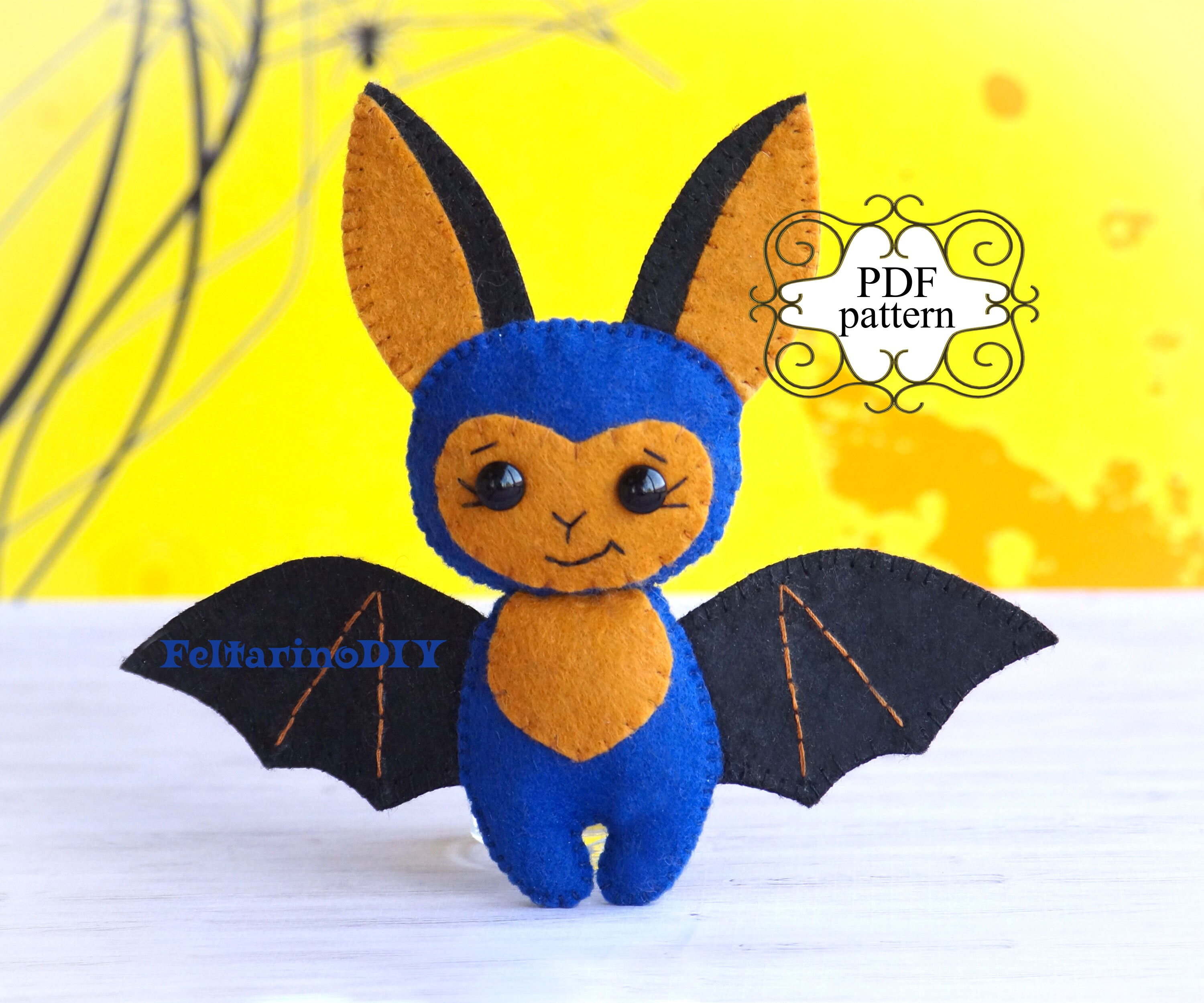 Felt bat pattern Felt toy pattern Felt bat ornament Bat Etsy
