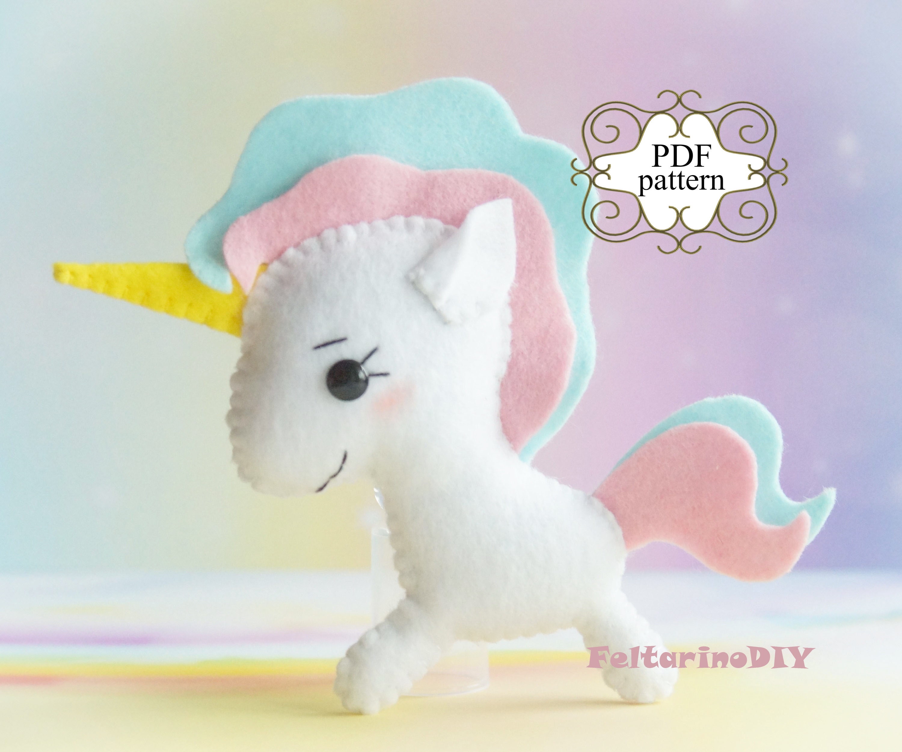 Felt unicorn pattern Felt animal pattern Felt toy pattern | Etsy