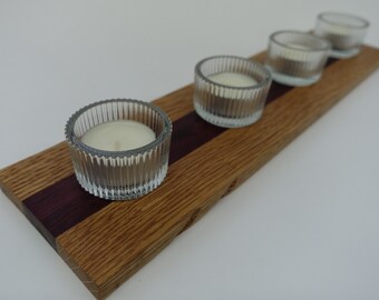Handmade Tea Light Candle Holder with Four Glass Cups.
