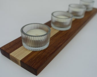 Handmade Tea Light Candle Holder with Four Glass Cups.