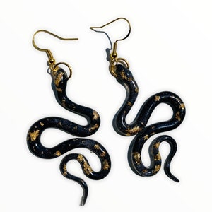 Handmade Snake Earrings, Gold Snake Earrings, Dangle Snake Earrings