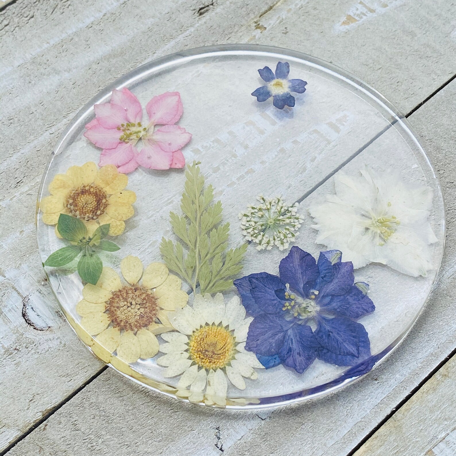 Floral Coaster Set Real Pressed Flowers Resin Coasters The Etsy