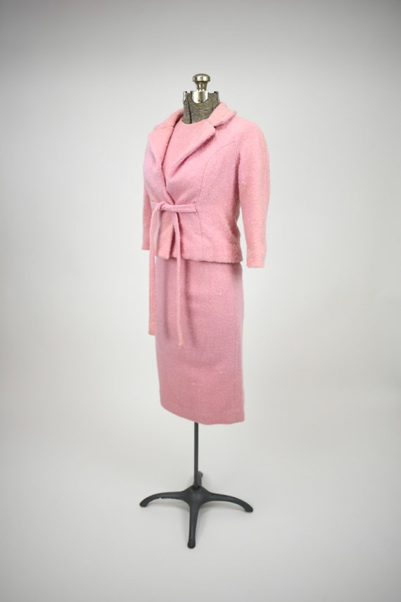 Early 1960s Bubblegum Pink Wool Boucle 3 pc. Suit… - image 1