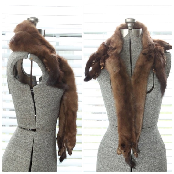 1940s Red Mink Stole/Scarf
