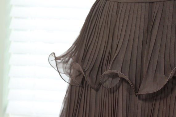 1960s Brown Chiffon Rippled Plisse Dress - image 5