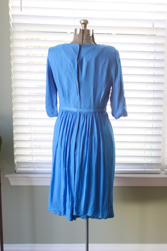 1950s Evening Blue Chiffon Cocktail Dress with St… - image 6