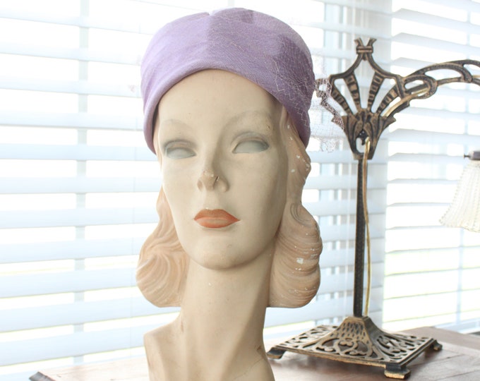 1960s Lilac Pillbox Hat With Matching Veil Etsy