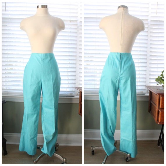 1960s Aqua White Stag Cigarette Pants