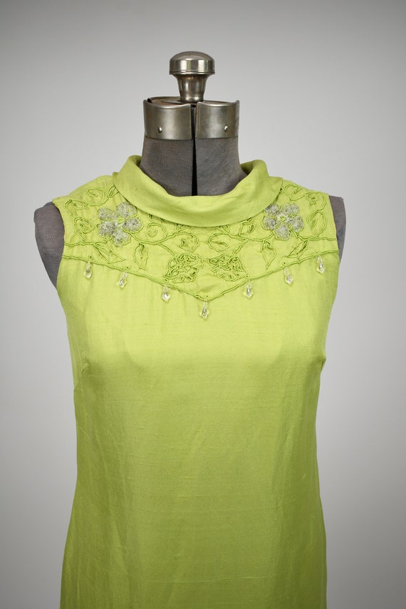 1960s Silk Blend Chartreuse Cocktail Ensemble wit… - image 3